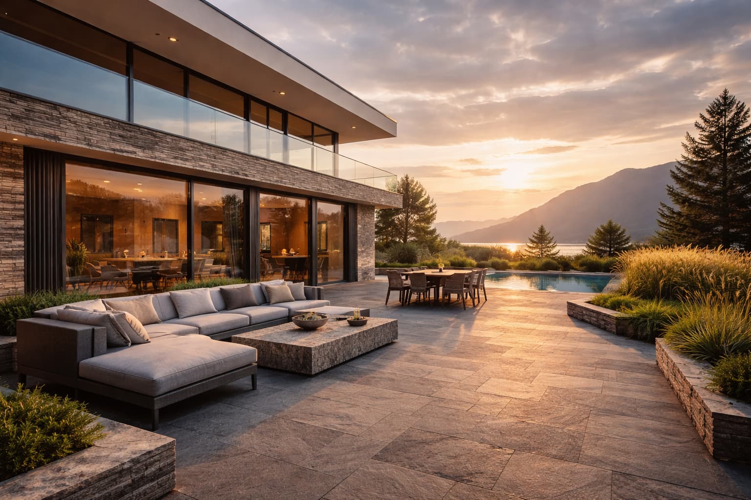 Terrasse en pierre naturelle haut de gamme — Ardoise SA