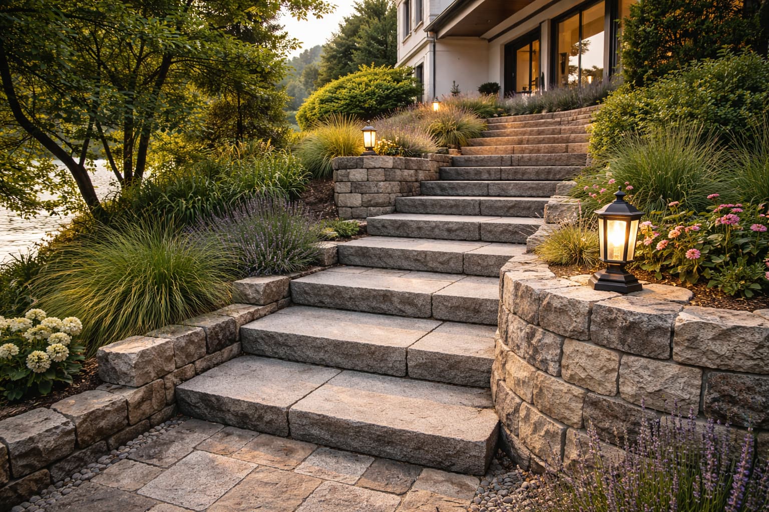 Escalier et accès en pierre naturelle