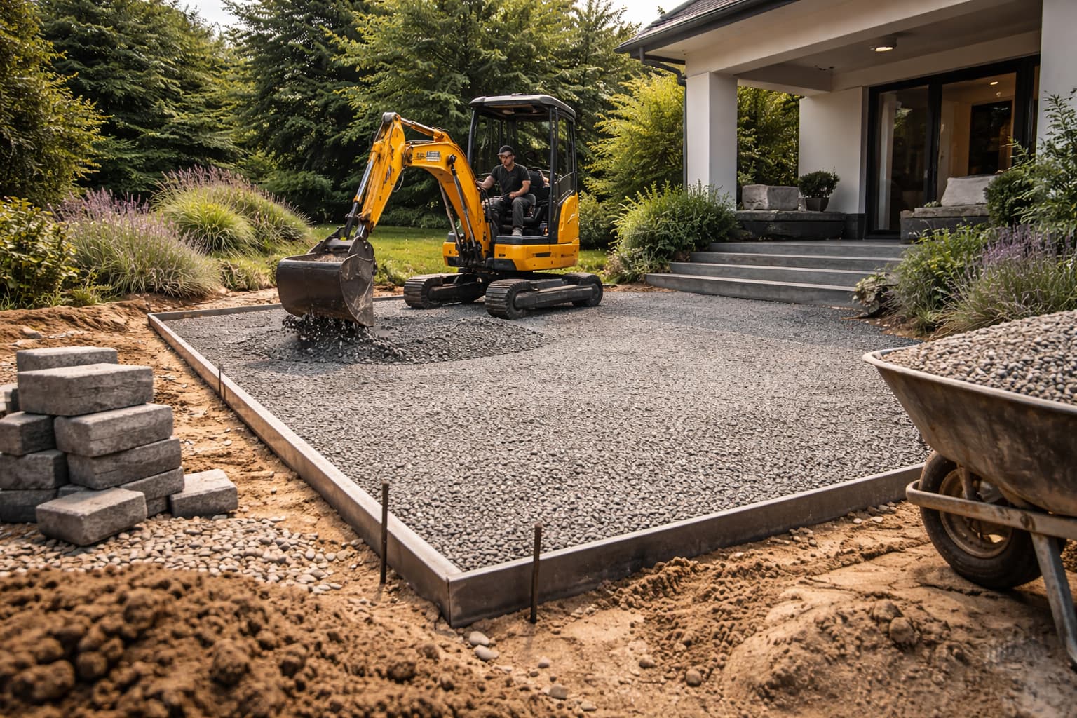 Préparation de terrain et accès en pierre